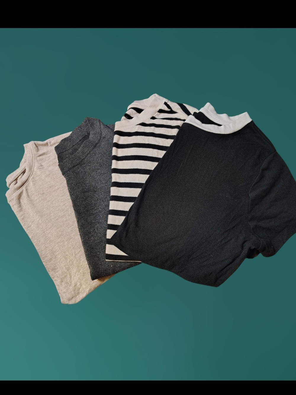 Bundle -A New Day Short Sleeve Tees- Black, Striped, Gray, Tan